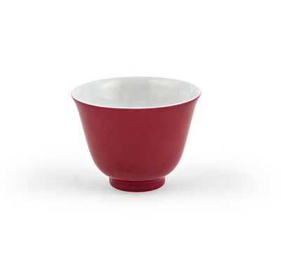Lot 394 - A Chinese Plum Glazed Porcelain Cup