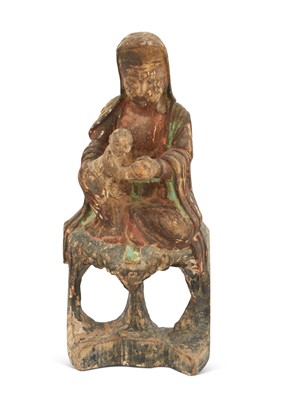 Lot 93 - A Chinese Polychromed Wood Figure of Songzi Guanyin
