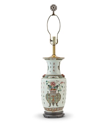 Lot 105 - Chinese Polychrome Enameled Porcelain Lamp