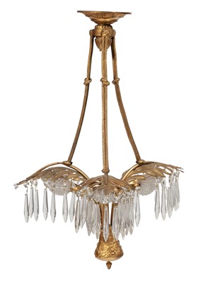 Lot 291 - Gilt-Metal and Glass Palm-Form Chandelier