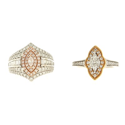 Lot 1234 - Two Two-Color Gold and Diamond Rings