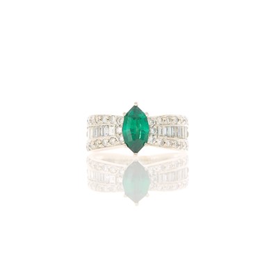 Lot 2068 - White Gold, Indicolite Tourmaline and Diamond Ring