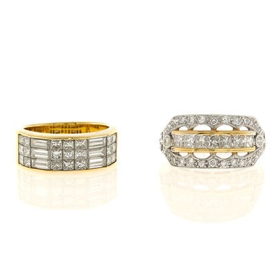 Lot 1236 - Two Platinum, Two-Color Gold and Diamond Rings