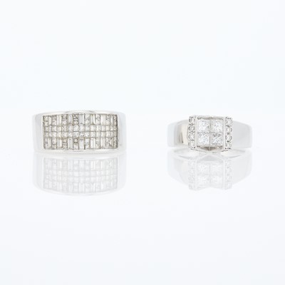 Lot 1239 - Platinum and Diamond Ring and White Gold and Diamond Ring