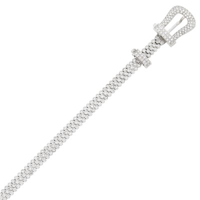Lot 70 - White Gold and Diamond Buckle Bracelet