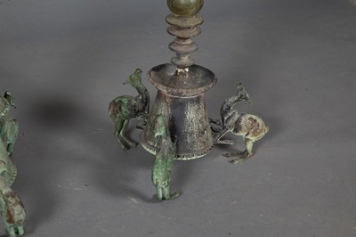 Lot 114 - Three Bronze Candlesticks