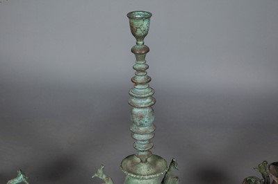 Lot 114 - Three Bronze Candlesticks