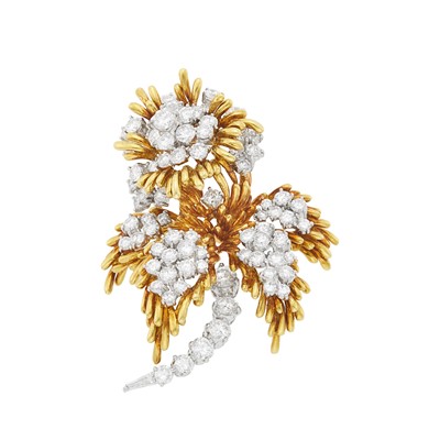 Lot 144 - Kurt Wayne Gold, Platinum and Diamond Clip-Brooch