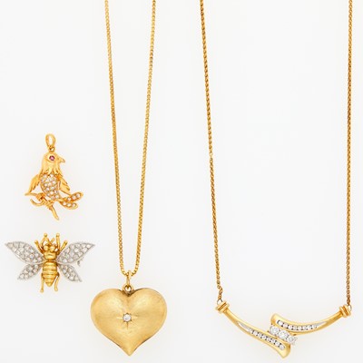 Lot 1198 - Group of Gold, Silver-Gilt and Diamond Jewelry