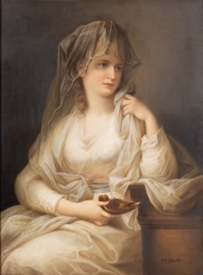 Lot 275 - Fischer & Mieg Painted Porcelain Portrait Plaque of a Lady as a Vestal Virgin