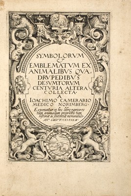 Lot 4 - CAMERARIUS, JOACHIM
Symbolorum et emblematum animalibus quadrupedibus.