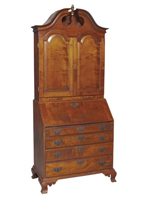 Lot 159 - Chippendale Style Figured Maple Secretary Bookcase