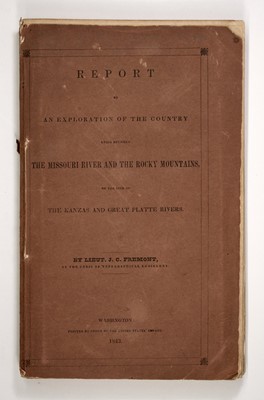 Lot 55 - First edition of the report on Fremont's first expedition to the Rocky Mountains, in original wrappers