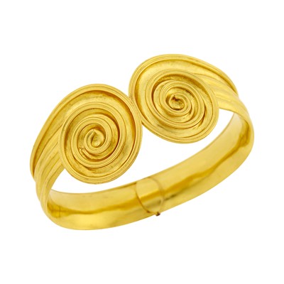 Lot 121 - Ilias Lalaounis Gold Scrolled Bangle Bracelet