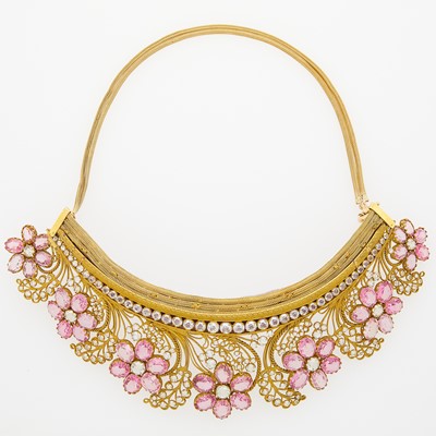 Lot 1197 - Gold, Gilt Metal and Paste Necklace/Tiara