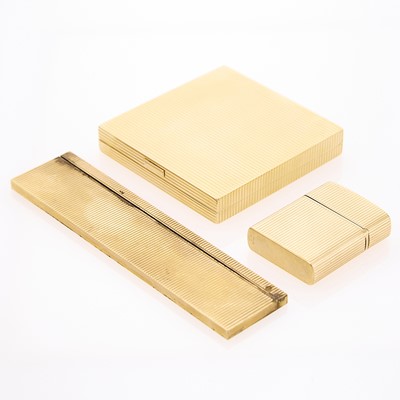 Lot 1278 - Gold Compact, Comb and Lighter