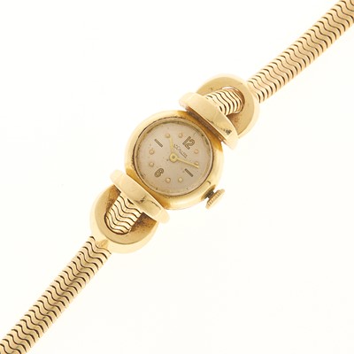 Lot 1136 - LeCoultre Gold Snake Link Wristwatch