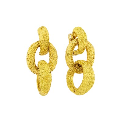 Lot 186 - Van Cleef & Arpels Pair of Gold Hoop Pendant-Earclips