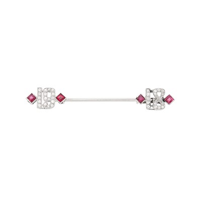 Lot 81 - Platinum, Diamond and Ruby '1918' Jabot