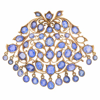 Lot 124 - Gold and Sapphire Fringe Brooch