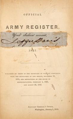 Lot 71 - The 1853 Army & Navy Registers, with mounted signature of Jefferson Davis