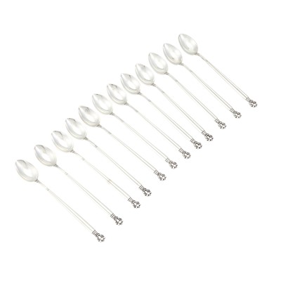 Lot 224 - Set of Twelve Georg Jensen Sterling Silver "Acorn" Pattern Iced Tea Spoons