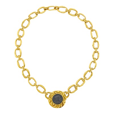 Lot 133 - Elizabeth Gage Gold Link Pendant-Necklace