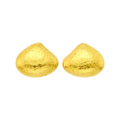 Lot 123 - Elizabeth Gage Pair of Hammered Gold Earclips