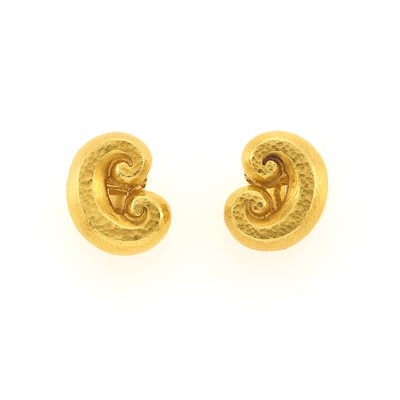 Lot 1023 - Zolotas Pair of High Karat Hammered Gold Earclips