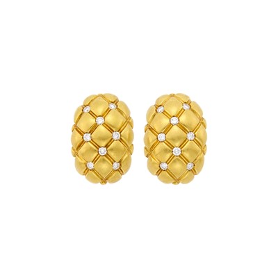 Lot 42 - Dankner Pair of Gold and Diamond Earclips