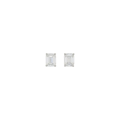 Lot 201 - Tiffany & Co. Pair of Platinum and Diamond Stud Earrings