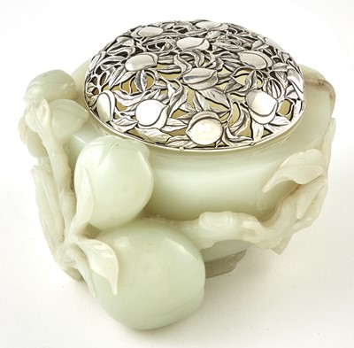 Lot 467 - A Chinese White Jade Peach-Form Censer