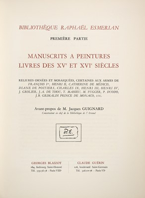 Lot 212 - [CATALOGUE]
Bibliothèque Raphaël Esmerian. Première [- cinquième] partie. Avant-propos de Jacques Guignard.