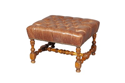 Lot 81 - Baroque Style Leather Upholstered Oak Stool