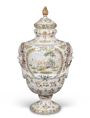Lot 164 - Continental Faience Footed Vase and Cover