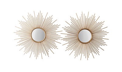 Lot 1067 - Pair of Gilt Metal Sunburst Mirrors