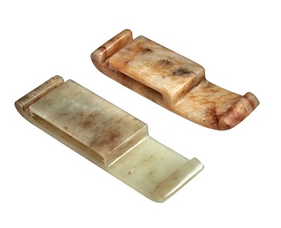 Lot 30 - Two Chinese Carved Jade Sword Slides
