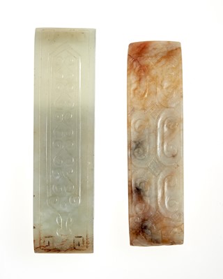 Lot 30 - Two Chinese Carved Jade Sword Slides