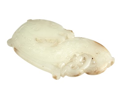 Lot 36 - A Chinese White Jade Plaque