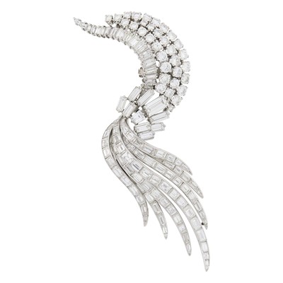 Lot 71 - Platinum and Diamond Clip-Brooch
