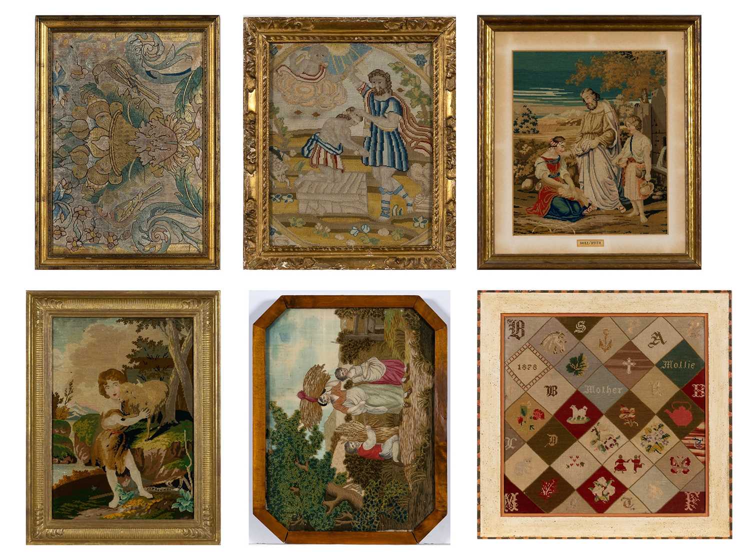 Lot 91 - Group of Six Framed English Needlework Pictures