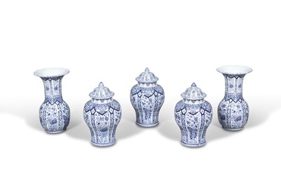 Lot 156 - Dutch Delft Five-Piece Garniture