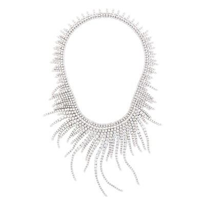 Lot 64 - White Gold and Diamond Fringe Necklace