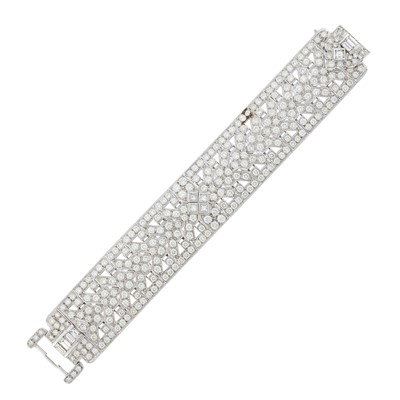 Lot 1188 - Wide White Gold and Diamond Bracelet