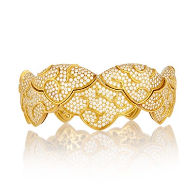 Lot 145 - Gold, Steel and Diamond Choker Necklace