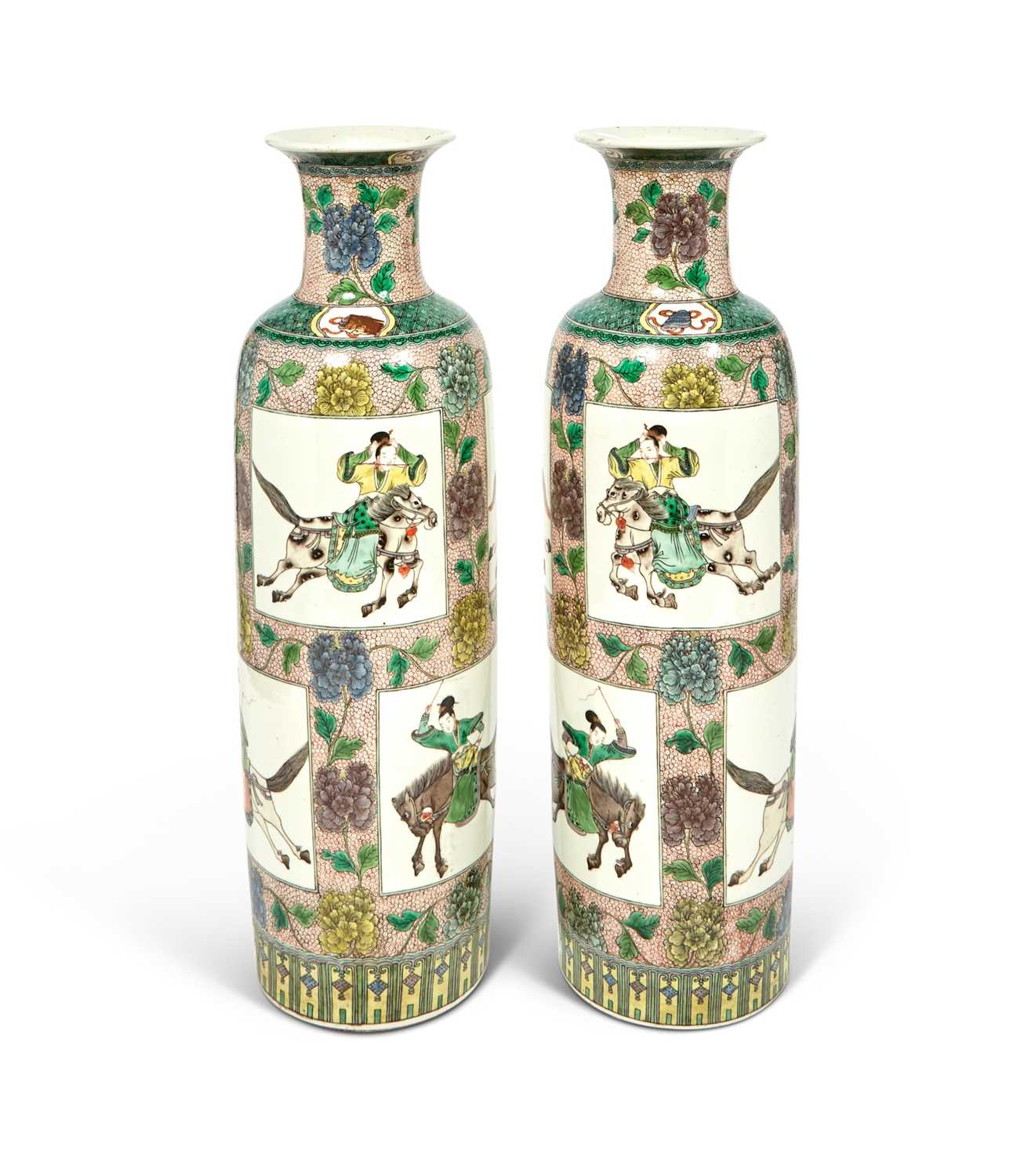 Lot 390 - A Large Pair of Famille Verte Porcelain Vases
