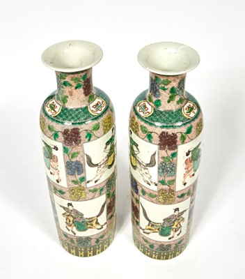 Lot 390 - A Large Pair of Famille Verte Porcelain Vases
