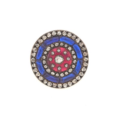 Lot 1190 - Antique Silver, Gold, Diamond and Glass Brooch