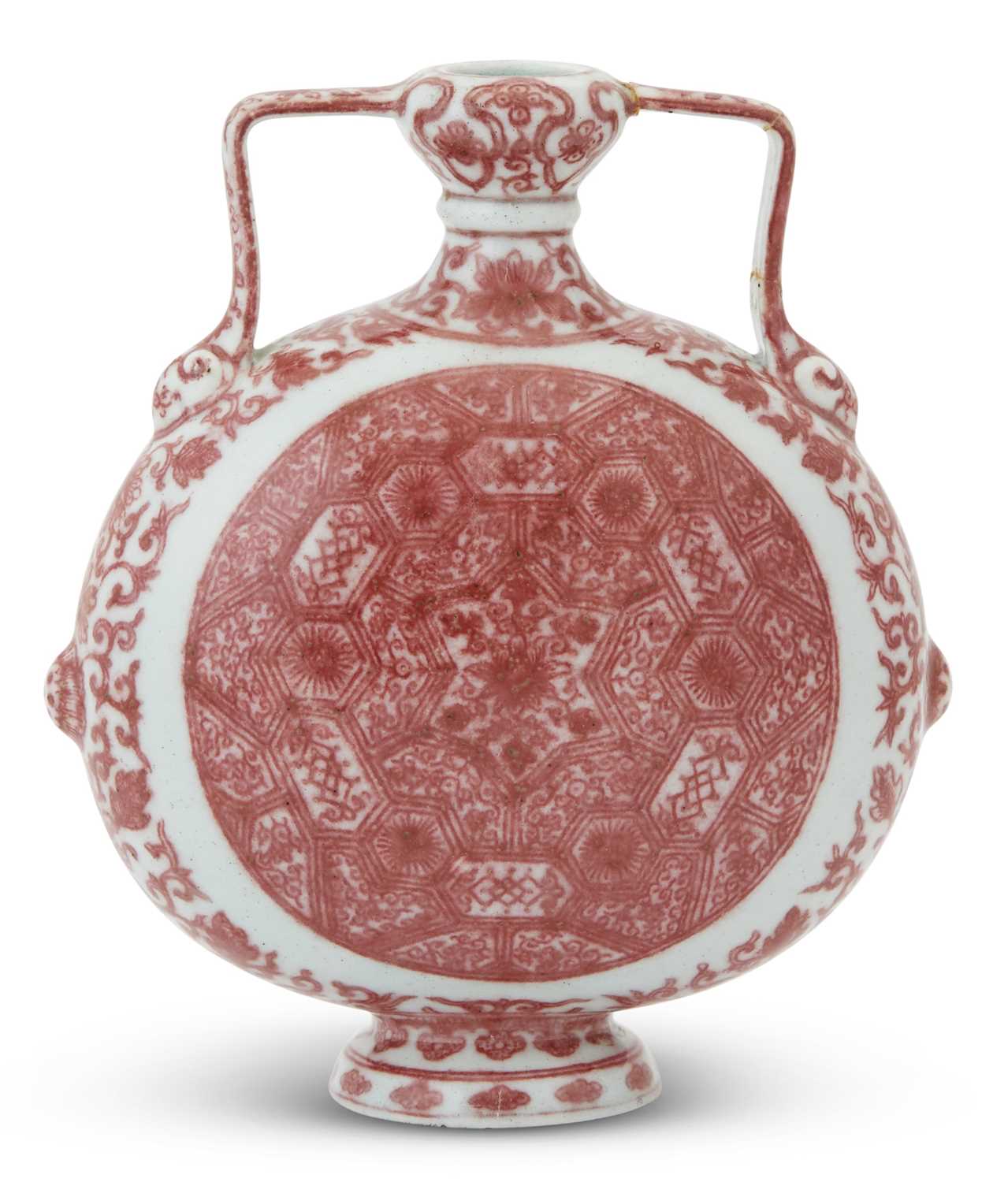 Lot 385 - A Chinese Copper Red Decorated Porcelain Moon Flask