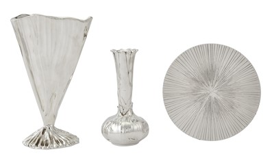 Lot 202 - Two Michele Oka Doner for Christofle Silver-Plated Table Articles Together with a Christofle Silver Plated Bud Vase